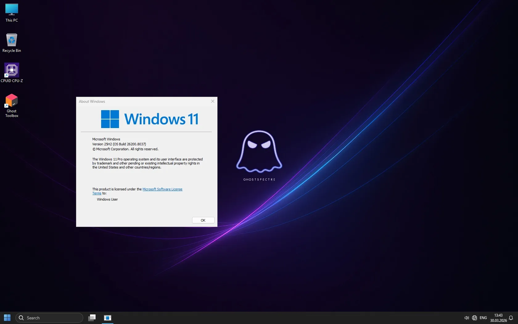 Thumbnail for article Windows 11 PRO 25H2 26200.8037 Update 5 by Ghost Spectre